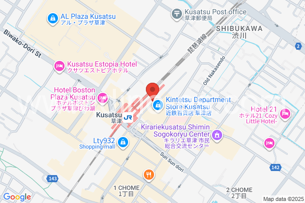 草津(滋賀)メンズエステの地図です。map of Kusatsu station where spa and massage salons are located