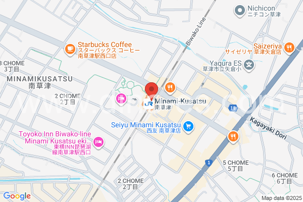 南草津メンズエステの地図です。map of Minami-Kusatsu station where spa and massage salons are located
