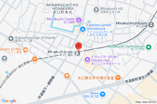 水口城南メンズエステの地図です。map of Minakuchi-Jōnan station where spa and massage salons are located