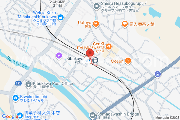 貴生川メンズエステの地図です。map of Kibukawa station where spa and massage salons are located