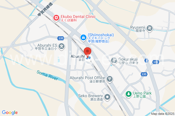 油日メンズエステの地図です。map of Aburahi station where spa and massage salons are located