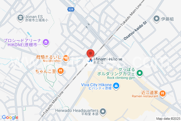 南彦根メンズエステの地図です。map of Minami-Hikone station where spa and massage salons are located