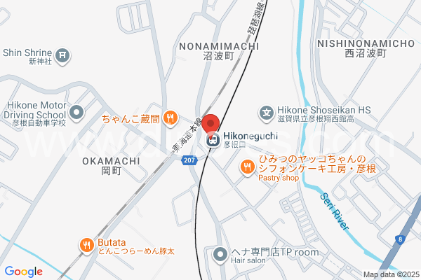 彦根口メンズエステの地図です。map of Hikoneguchi station where spa and massage salons are located