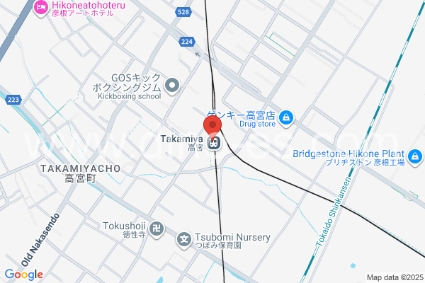 高宮(滋賀)メンズエステの地図です。map of Takamiya station where spa and massage salons are located