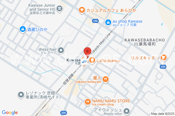 河瀬メンズエステの地図です。map of Kawase station where spa and massage salons are located