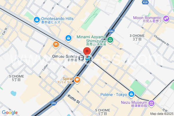 表参道メンズエステの地図です。map of Omotesandō station where spa and massage salons are located