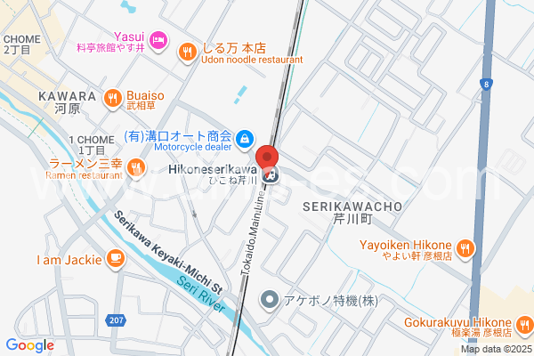 ひこね芹川メンズエステの地図です。map of Hikone-Serikawa station where spa and massage salons are located