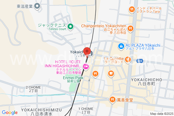 八日市メンズエステの地図です。map of Yōkaichi station where spa and massage salons are located