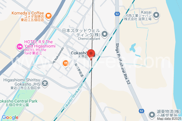 五箇荘メンズエステの地図です。map of Gokashō station where spa and massage salons are located