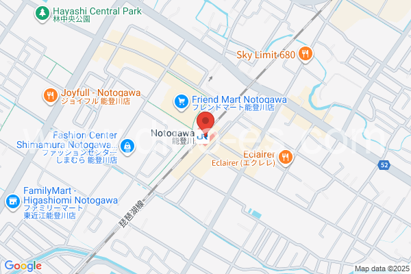能登川メンズエステの地図です。map of Notogawa station where spa and massage salons are located