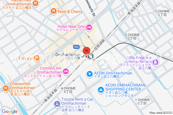 近江八幡メンズエステの地図です。map of Ōmi-Hachiman station where spa and massage salons are located