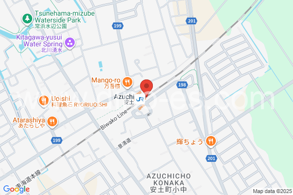 安土メンズエステの地図です。map of Azuchi station where spa and massage salons are located