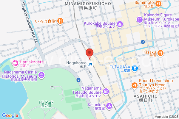 長浜メンズエステの地図です。map of Nagahama station where spa and massage salons are located