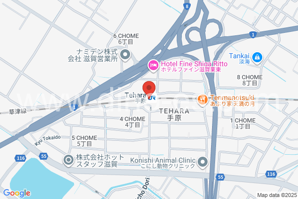 手原メンズエステの地図です。map of Tehara station where spa and massage salons are located