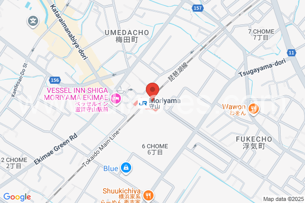 守山(滋賀)メンズエステの地図です。map of Moriyama station where spa and massage salons are located