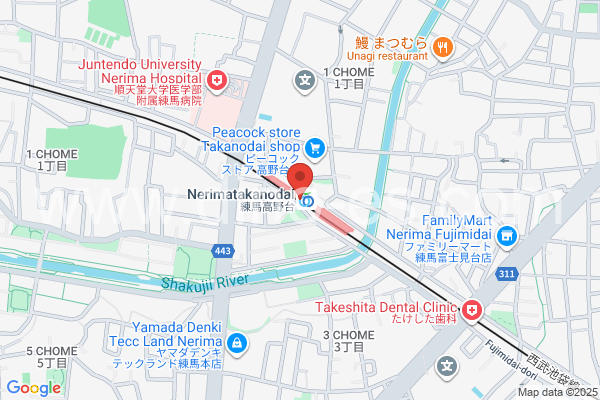練馬高野台メンズエステの地図です。map of Nerima-Takanodai station where spa and massage salons are located