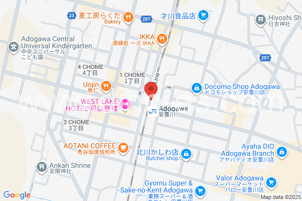 安曇川メンズエステの地図です。map of Adogawa station where spa and massage salons are located