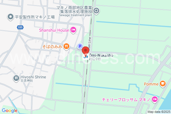 近江中庄メンズエステの地図です。map of Ōmi-Nakashō station where spa and massage salons are located