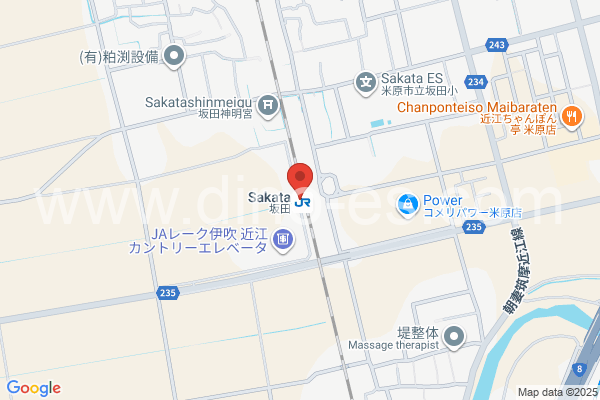 坂田メンズエステの地図です。map of Sakata station where spa and massage salons are located
