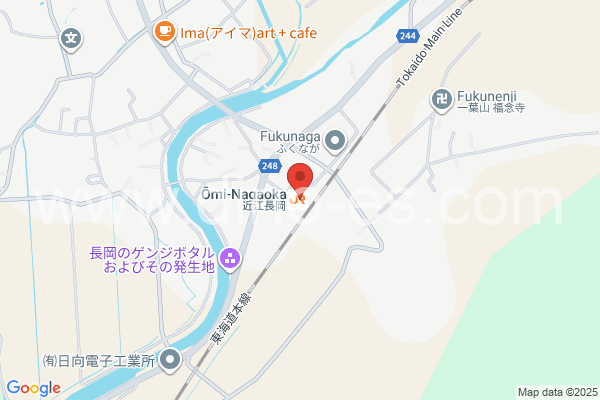 近江長岡メンズエステの地図です。map of Ōmi-Nagaoka station where spa and massage salons are located