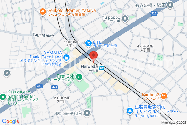 平和台(東京)メンズエステの地図です。map of Heiwadai station where spa and massage salons are located