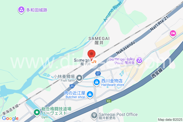醒ヶ井メンズエステの地図です。map of Samegai station where spa and massage salons are located