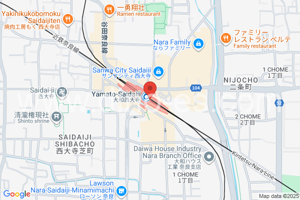 大和西大寺メンズエステの地図です。map of Yamato-Saidaiji station where spa and massage salons are located