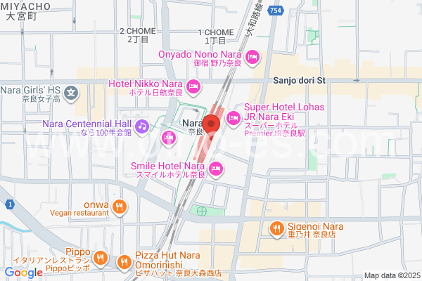 奈良メンズエステの地図です。map of Nara station where spa and massage salons are located