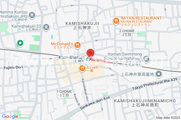 上石神井メンズエステの地図です。map of Kami-Shakujii station where spa and massage salons are located