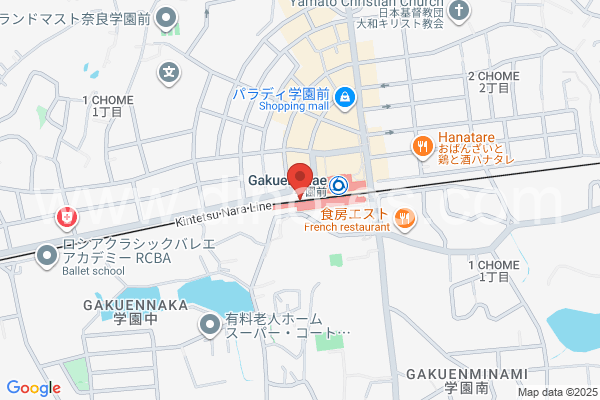 学園前(奈良)メンズエステの地図です。map of Gakuen-mae station where spa and massage salons are located