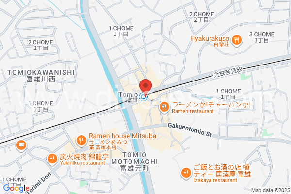 富雄メンズエステの地図です。map of Tomio station where spa and massage salons are located