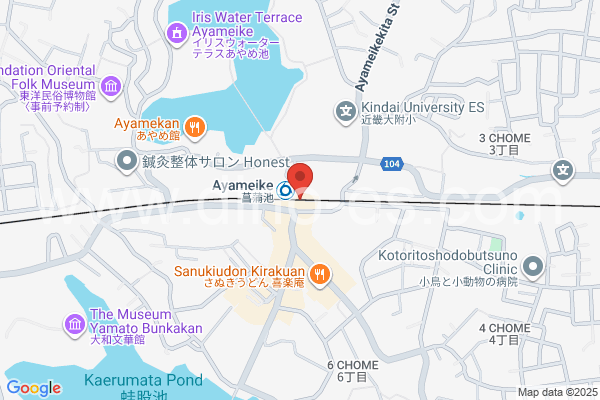 菖蒲池メンズエステの地図です。map of Ayameike station where spa and massage salons are located