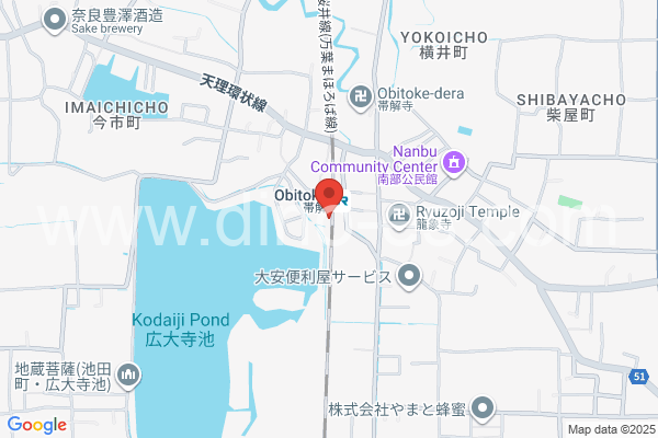 帯解メンズエステの地図です。map of Obitoke station where spa and massage salons are located