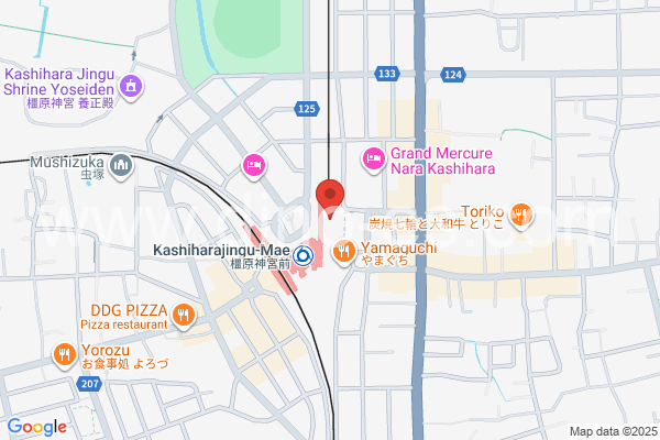 橿原神宮前メンズエステの地図です。map of Kashiharajingū-mae station where spa and massage salons are located