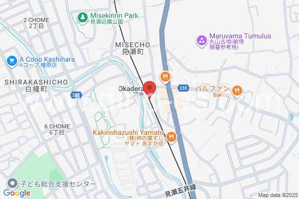 岡寺メンズエステの地図です。map of Okadera station where spa and massage salons are located