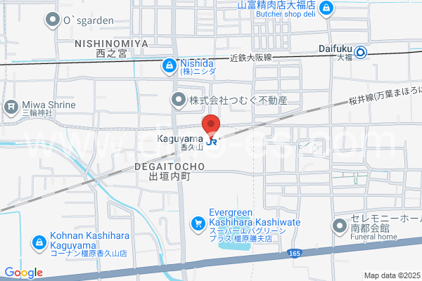 香久山メンズエステの地図です。map of Kaguyama station where spa and massage salons are located