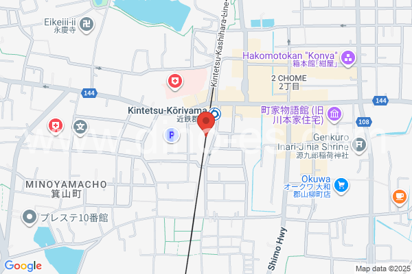 近鉄郡山メンズエステの地図です。map of Kintetsu Koriyama station where spa and massage salons are located