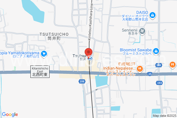 筒井(奈良)メンズエステの地図です。map of Tsutsui station where spa and massage salons are located
