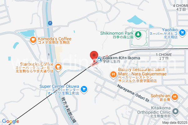 学研北生駒メンズエステの地図です。map of Gakken Kita-Ikoma station where spa and massage salons are located