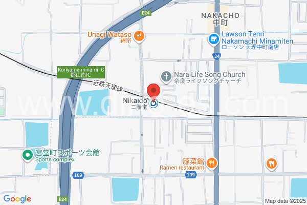 二階堂メンズエステの地図です。map of Nikaidō station where spa and massage salons are located