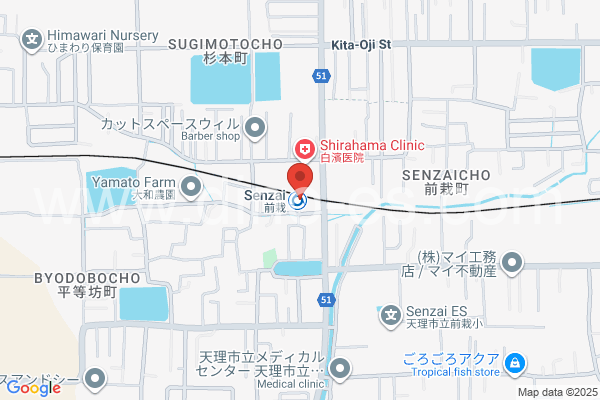 前栽メンズエステの地図です。map of Senzai station where spa and massage salons are located