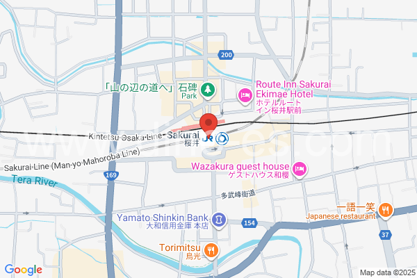 桜井(奈良)メンズエステの地図です。map of Sakurai station where spa and massage salons are located