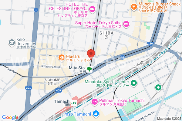 三田(東京)メンズエステの地図です。map of Mita station where spa and massage salons are located
