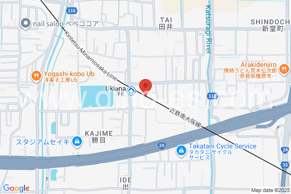 浮孔メンズエステの地図です。map of Ukiana station where spa and massage salons are located