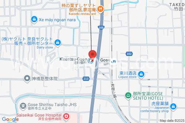 近鉄御所メンズエステの地図です。map of Kintetsu Gose station where spa and massage salons are located