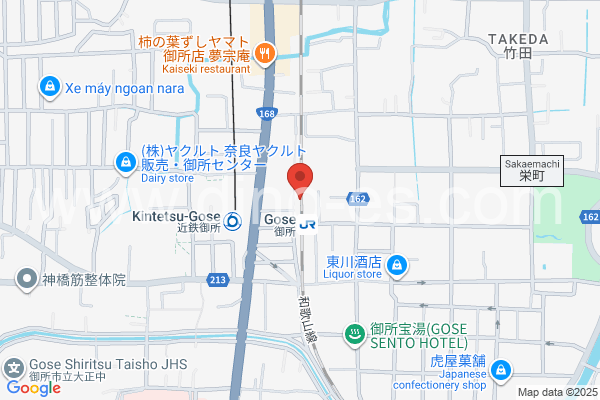 御所メンズエステの地図です。map of Gose station where spa and massage salons are located