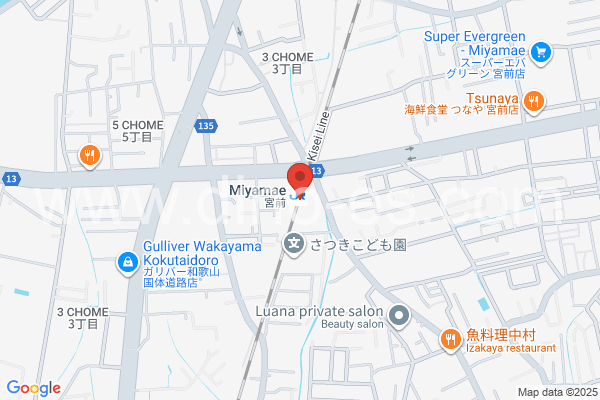 宮前メンズエステの地図です。map of Miyamae station where spa and massage salons are located