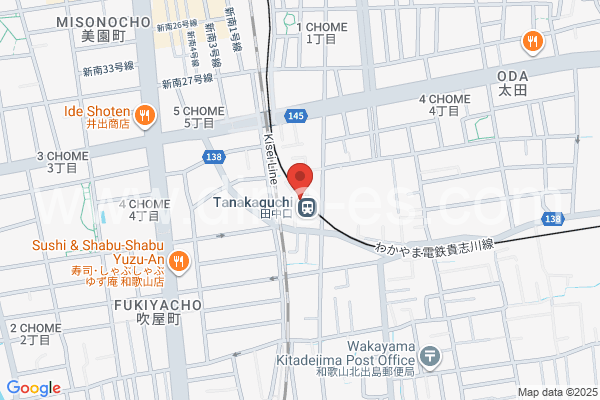 田中口メンズエステの地図です。map of Tanakaguchi station where spa and massage salons are located