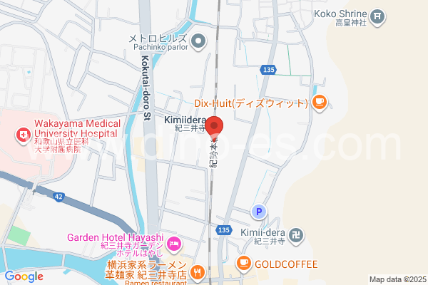 紀三井寺メンズエステの地図です。map of Kimiidera station where spa and massage salons are located