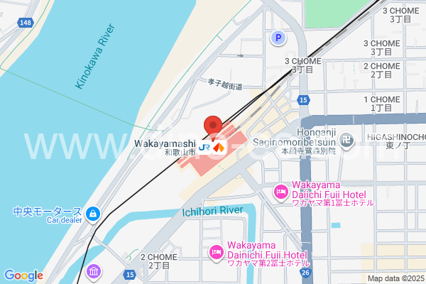 和歌山市メンズエステの地図です。map of Wakayamashi station where spa and massage salons are located